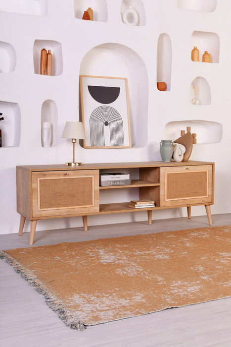 Hanah Home Soporte TV Jüt 180 cm, Roble, Tablero de Partículas Melamina, 180x55x41 cm